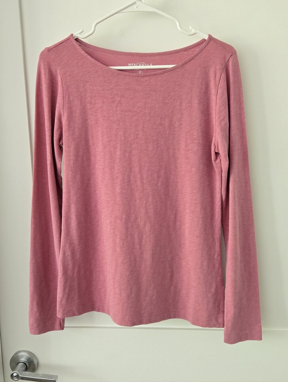 J.Crew Factory Rose Pink 100% Cotton Long Sleeve Artist Tee Sz S